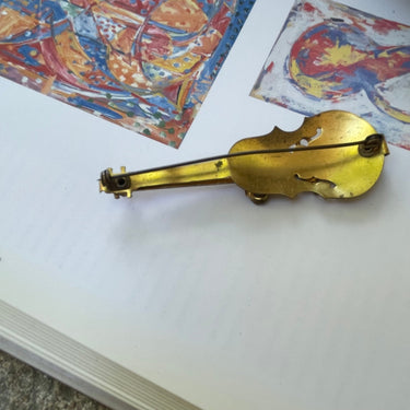 1960s Brass Color Cello Brooch Jewelry Bloomers and Frocks